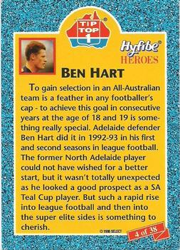 1996 Select Tip Top Hyfibe Heroes #4 Ben Hart Back